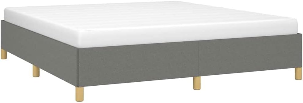 California King Bed Frame Dark Grey Polyester Fabric, Modern Platform Bed Frame with Breathable Material and Robust Durability, Easy Assembly for Spacious Support