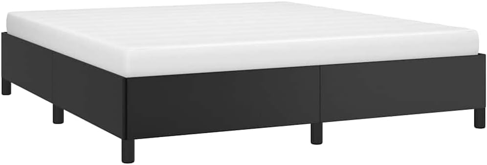 King Size Bed Frame with Faux Leather Finish and Engineered Wood Construction, Black Contemporary Minimalist Design, Supports Up to 1102.3 lb, Durable and Easy Assembly