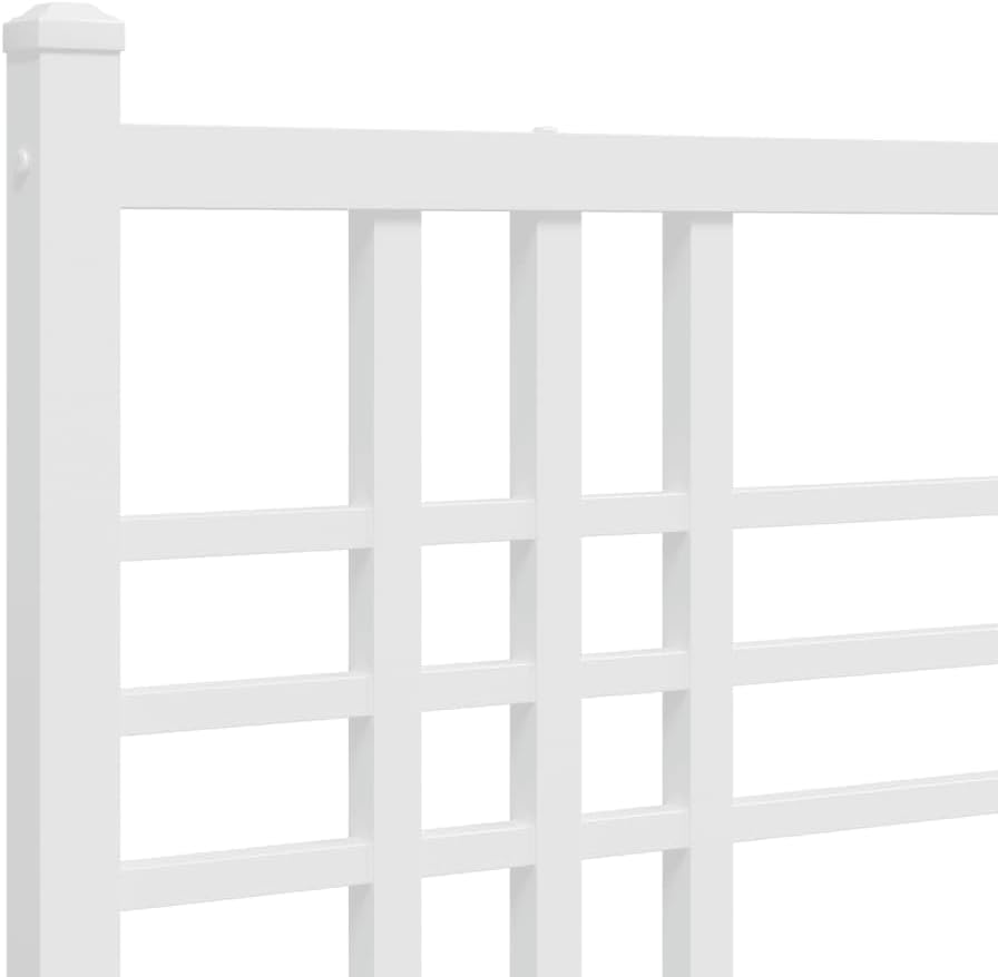 Metal Bed Frame with Headboard White Queen Size Platform Bed Frame Steel Construction 59.1'x78.7' Sturdy Bedframe with Underbed Storage for Bedroom Furniture