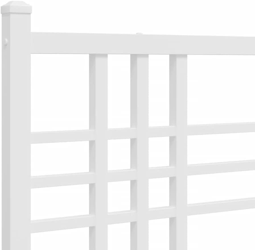Metal Bed Frame with Headboard King Size White 76'x79.9' Sturdy Steel Platform Bed Frame for Bedroom Furniture, Heavy Duty Support & Underbed Storage Space
