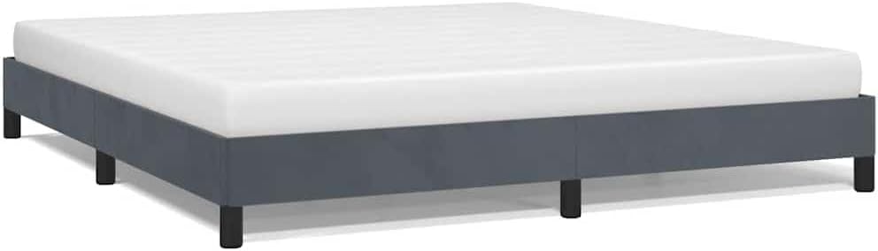 Dark Grey Velvet King Size Bed Frame with Engineered Wood Construction, Soft Touch Fabric Upholstery for Modern Bedroom, Durable Plywood Structure, Spacious Design