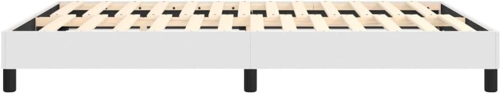 Queen Size Bed Frame with Glossy White Faux Leather Finish, Engineered Wood and Plywood Construction for Lasting Stability and Modern Bedroom Decor, Space-Saving Design