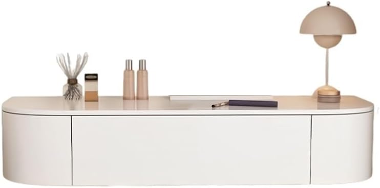 Wall Mounted Floating Vanity Table with Drawer, Minimalist Makeup Desk for Bedroom and Small Spaces, Modern Wall Hung Dressing Table Without Mirror, White Corner Floating Desk Dresser(80cm/31.5in)