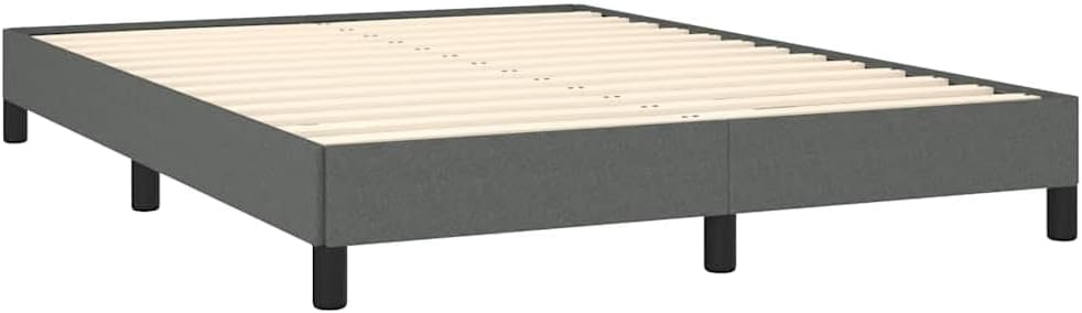 Dark Grey Polyester Plywood Engineered Wood Full Size Bed Frame with Modern Aesthetic and Sturdy Construction, 55.1 x 76.0 Inches, Upholstered Fabric Platform for Double