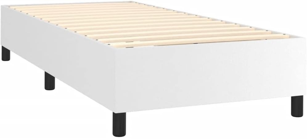 White Faux Leather Twin XL Bed Frame with Plywood Slats for Modern Bedroom, Durable and Space Efficient Design, Easy to Clean and Comfort Enhanced