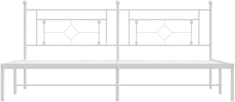 Metal Bed Frame with Headboard White 76'x79.9' King Size Steel Platform Base Sturdy Storage Space Under Bed Durable Bedframe for Bedroom Furniture