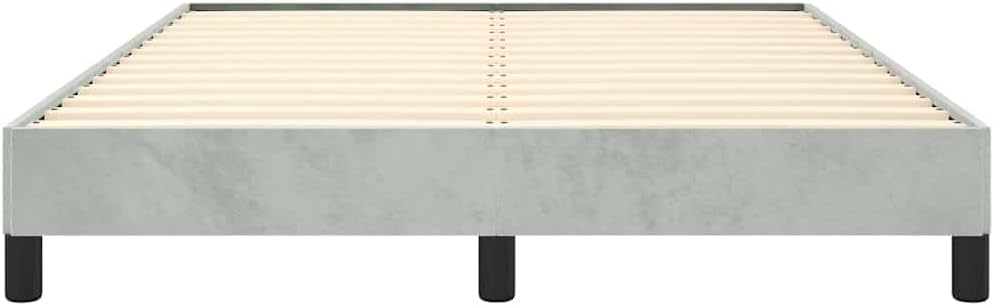 Light Grey Full Velvet Bed Frame with Plush Finish, Spacious 54 x 75 Inch Frame for Modern Bedroom, Minimalist Design, Luxurious Velvet Material, Easy Maintenance,