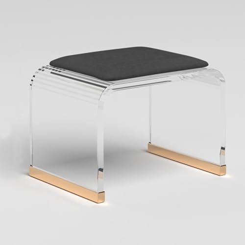 Modern Velvet Cushioned Acrylic Stool, Padded Vanity Bench for Bedroom, Entryway, Living Room & Office, Stylish No Assembly Design, Compact & Versatile Furniture