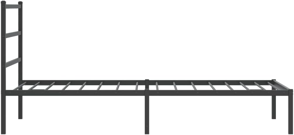 Modern Twin Bed Frame Black Steel Rectangular with Elegant Headboard and Ample Storage Sturdy Powder-Coated Design for Single Sleeper Bedrooms
