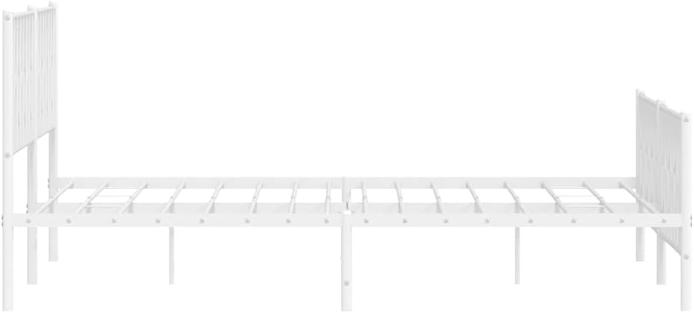 Metal Bed Frame with Footboard White 76'x79.9' King Platform Bed Frame Steel Construction Underbed Storage Space for Bedroom Furniture