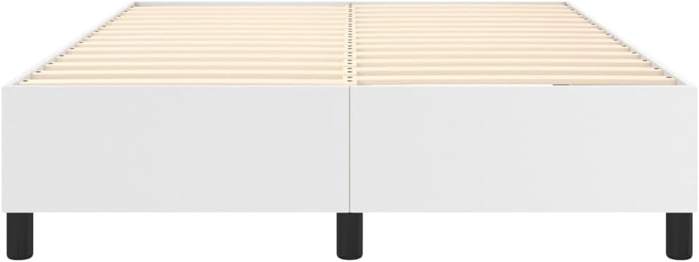 White Faux Leather Full Bed Frame with Stain-Resistant Fabric and Robust Support, 53.9 cm Wide 76 cm Long, Modern Design for Contemporary Bedroom, Durable Materials