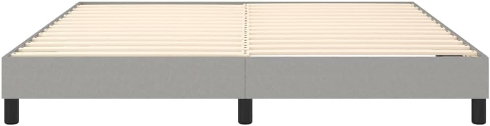 Box Spring Bed Frame Light Gray King Fabric Durable Breathable with Sturdy Legs and Plywood Slats for Stability and Support, 4-Piece Set, US Only