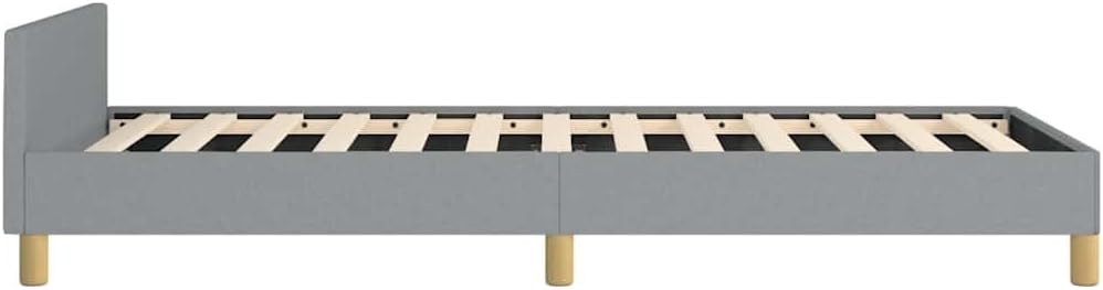 Light Grey Twin Bed Frame with Headboard, Upholstered Modern Platform Bed with Slats for Enhanced Airflow and Comfort, Durable Polyester Fabric and Plywood Construction, Easy
