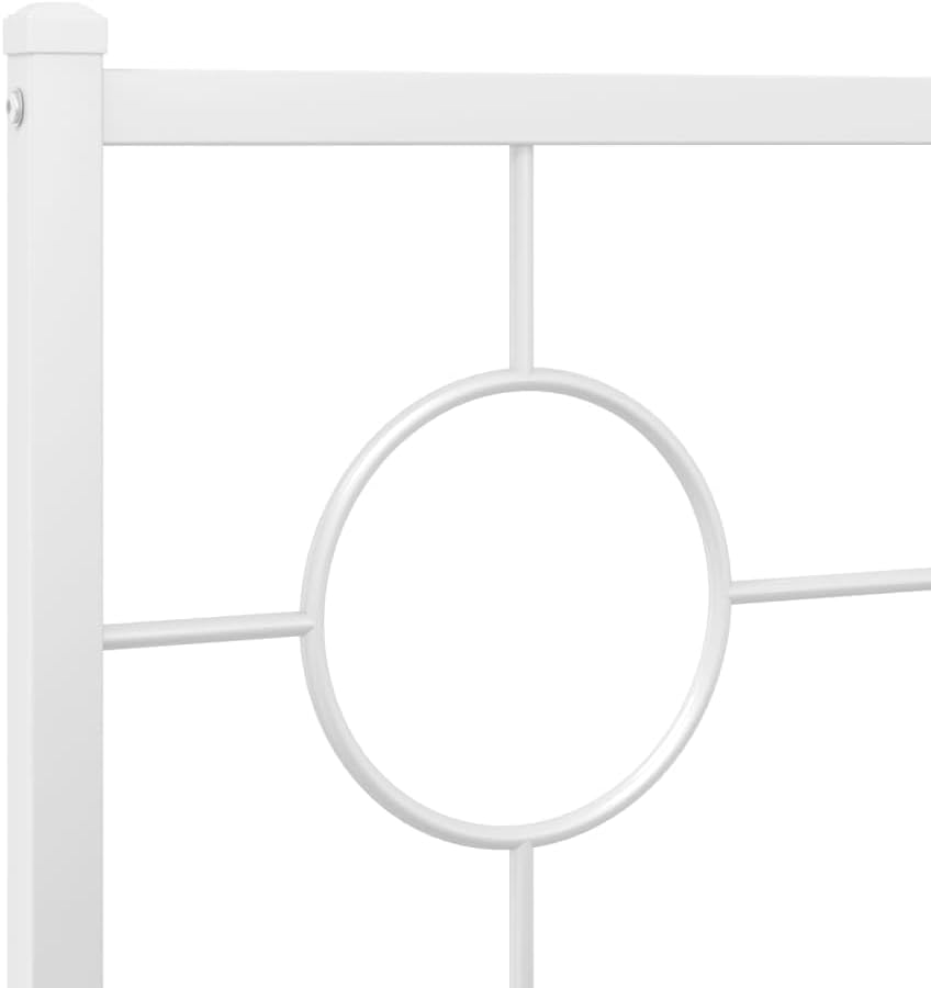 Metal Bed Frame with Headboard White Steel Platform Base Twin Size Underbed Storage Space for Bedroom Furniture
