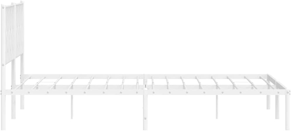 Metal Bed Frame King Size with Headboard White Steel Platform Bed Frame Sturdy Bedframe with Underbed Storage Space for Bedroom Guest Room
