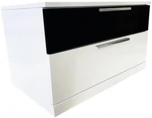 Modern Lacquer 6pc Bedroom Set, California King Size | High Gloss Finish Wood Bedroom Furniture Set, White/Black