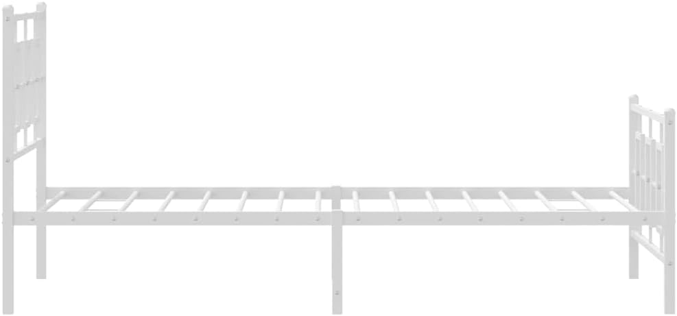 Metal Bed Frame with Footboard Twin Size White Sturdy Steel Platform Bed Frame for Bedroom Furniture Underbed Storage Space
