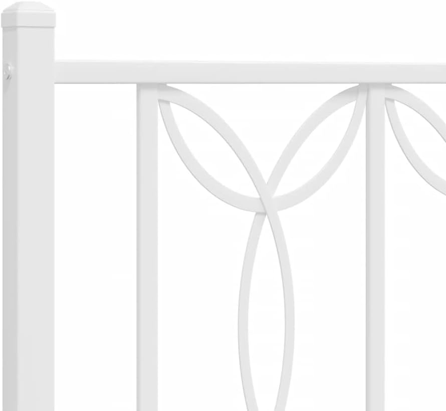 Metal Platform Bed Frame with Footboard White 76'x79.9' King Size Steel Frame Sturdy Bedframe with Underbed Storage Space for Bedroom Furniture