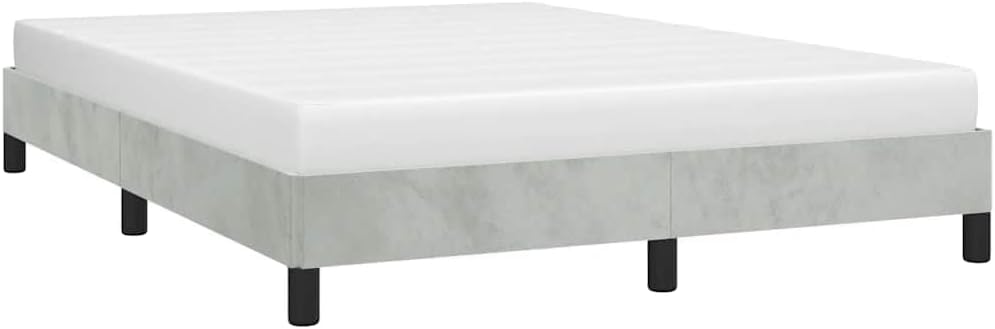 Light Grey Full Velvet Bed Frame with Plush Finish, Spacious 54 x 75 Inch Frame for Modern Bedroom, Minimalist Design, Luxurious Velvet Material, Easy Maintenance,