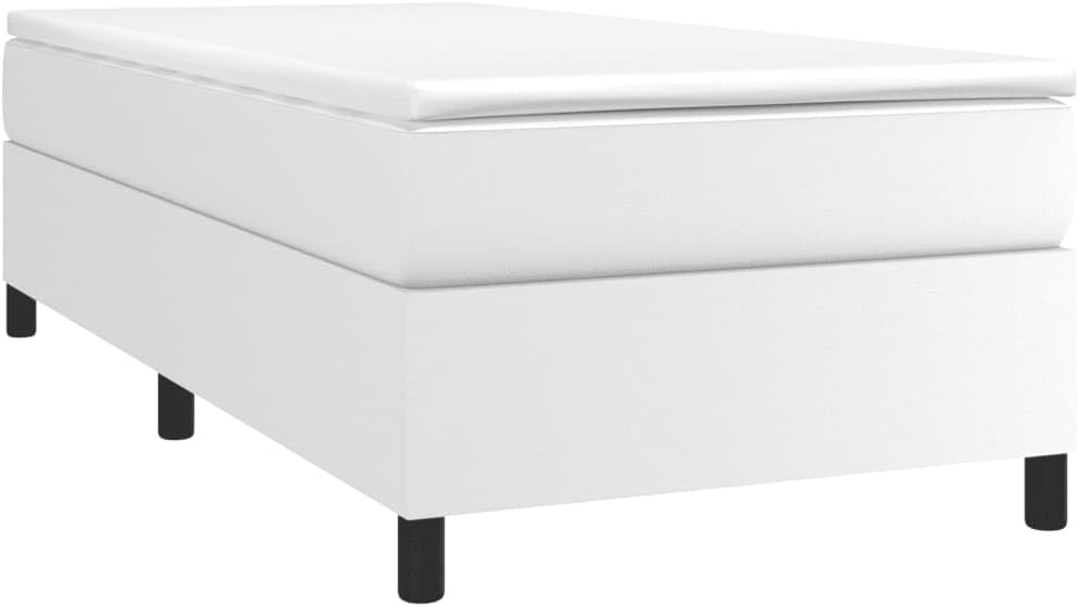 White Faux Leather Twin XL Bed Frame with Plywood Slats for Modern Bedroom, Durable and Space Efficient Design, Easy to Clean and Comfort Enhanced