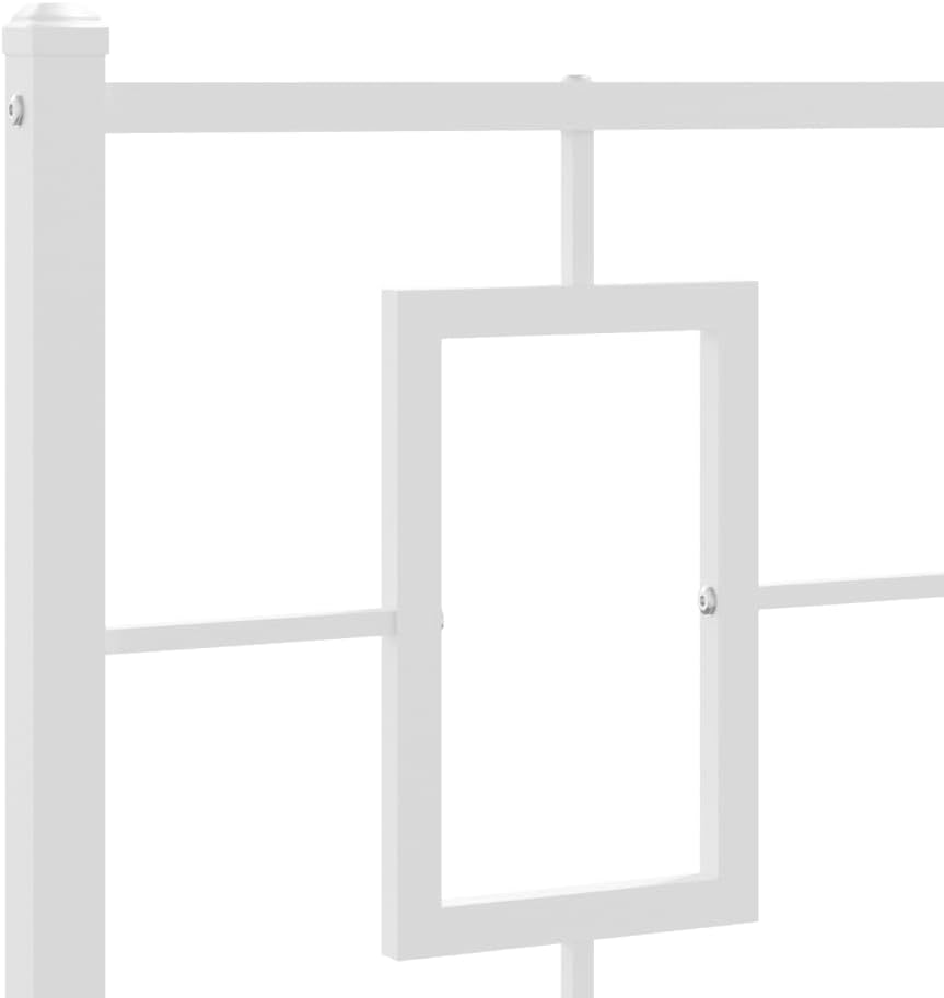 Twin Bed Frame White Powder-Coated Steel Modern Design with Storage Space Rectangular Shape for Bedroom Furniture