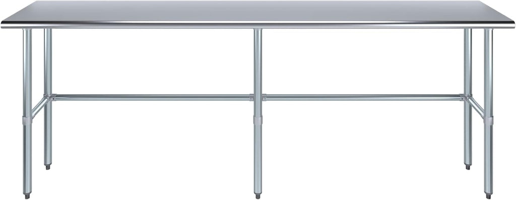 Stainless Steel Open Base Work Table | NSF Metal Prep Table & Utility Bench (96' x 18')