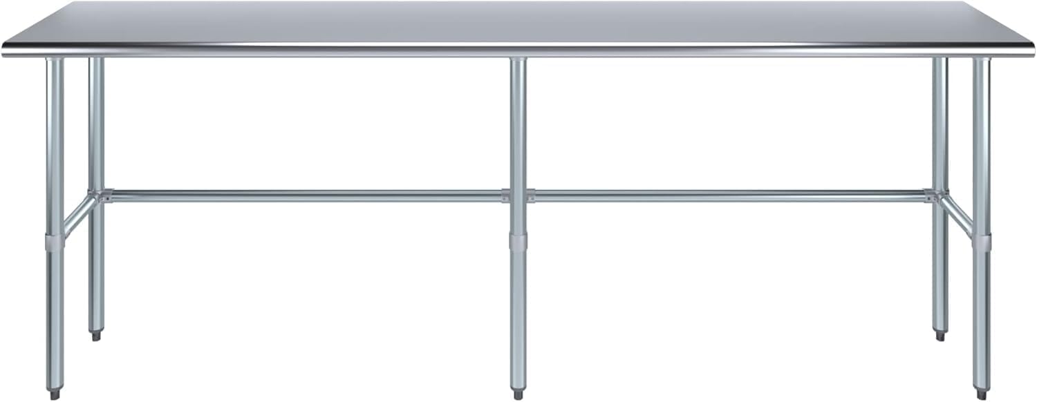 Stainless Steel Open Base Work Table | NSF Metal Prep Table & Utility Bench (96' x 18')