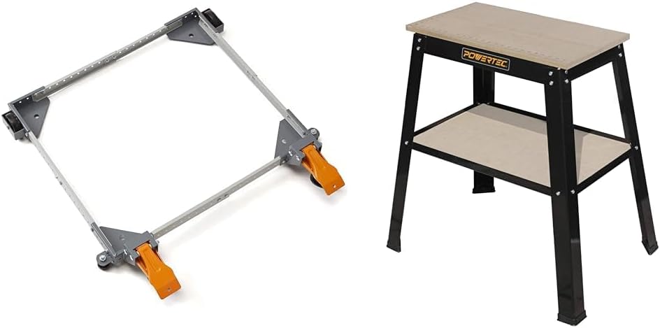 BORA Universal Mobile Base PM-1050 and POWERTEC UT1002 Multipurpose Tool Stand with 14' x 25' Split MDF Top
