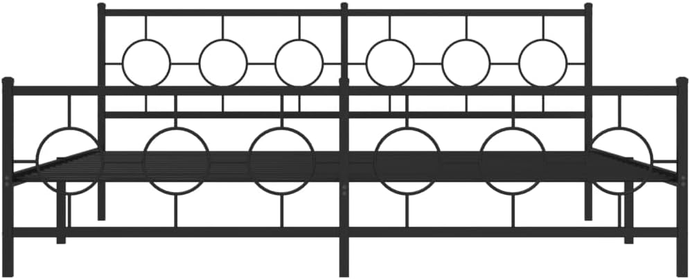 King Metal Bed Frame with Footboard Black 76'x79.9' Heavy Duty Steel Platform Bed Frame with Underbed Storage Space for Bedroom Furniture