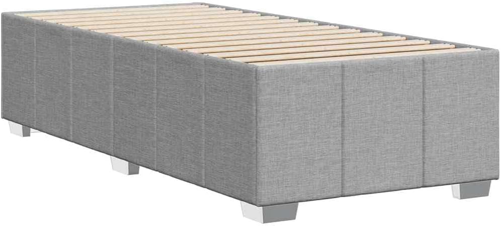 Light Grey Twin XL Bed Frame Fabric and Sturdy Support for Modern Living Spaces, Breathable Surface and Minimalist Style, 4-Piece Set for Easy Assembly