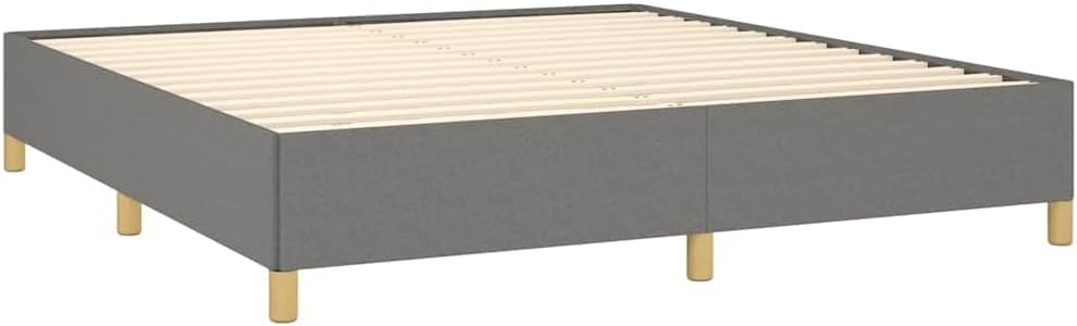 California King Bed Frame Dark Grey Polyester Fabric, Modern Platform Bed Frame with Breathable Material and Robust Durability, Easy Assembly for Spacious Support