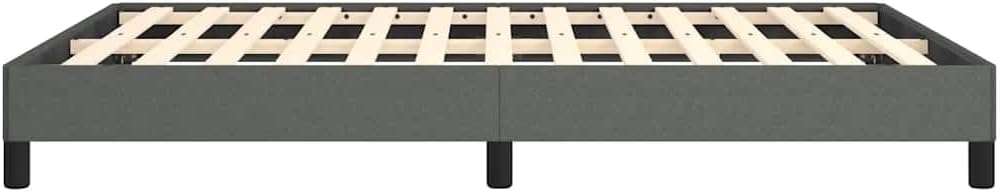 Dark Grey Full Size Bed Frame with Polyester Plywood Engineered Wood, Modern Upholstered Fabric Platform Frame for Double Mattress, Sturdy Construction and Comfort-Enhancing
