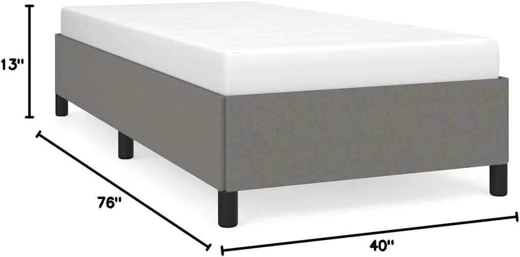 Twin Bed Frame Dark Gray Upholstered Platform Bed Frame with Slatted Base No Box Spring Needed Sturdy Fabric Bedframe for Bedroom Furniture
