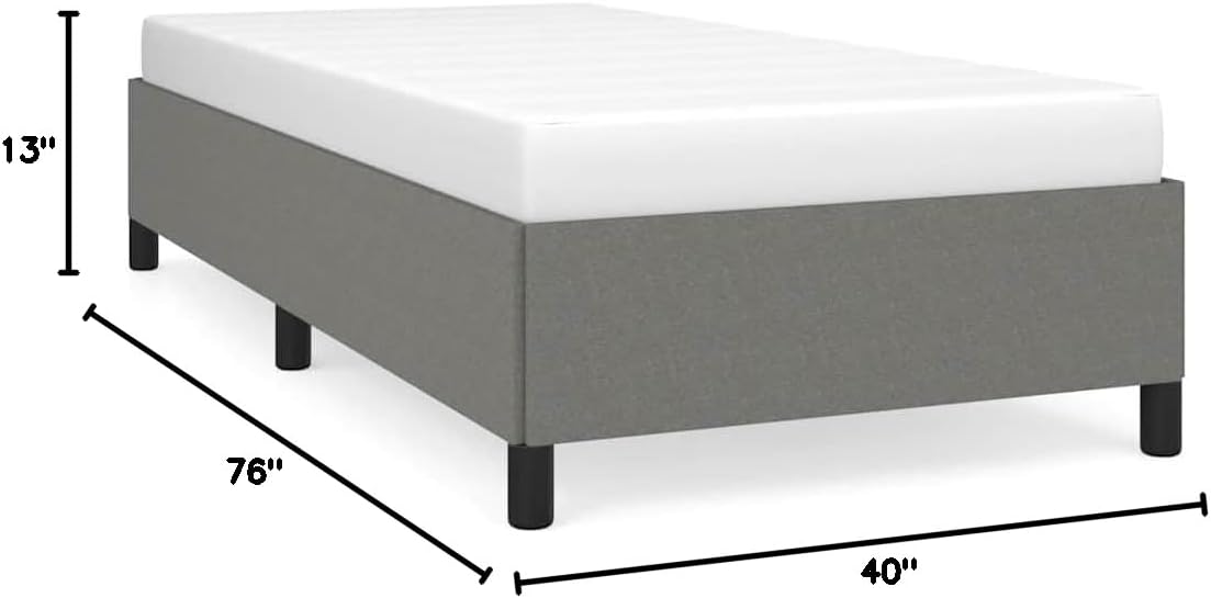 Twin Bed Frame Dark Gray Upholstered Platform Bed Frame with Slatted Base No Box Spring Needed Sturdy Fabric Bedframe for Bedroom Furniture