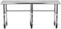 AmGood Stainless Steel Work Table Open Base & Wheels | Work Station | Metal Work Bench (Stainless Steel Work Table Open Base + Casters, 84' Long x 24' Deep)