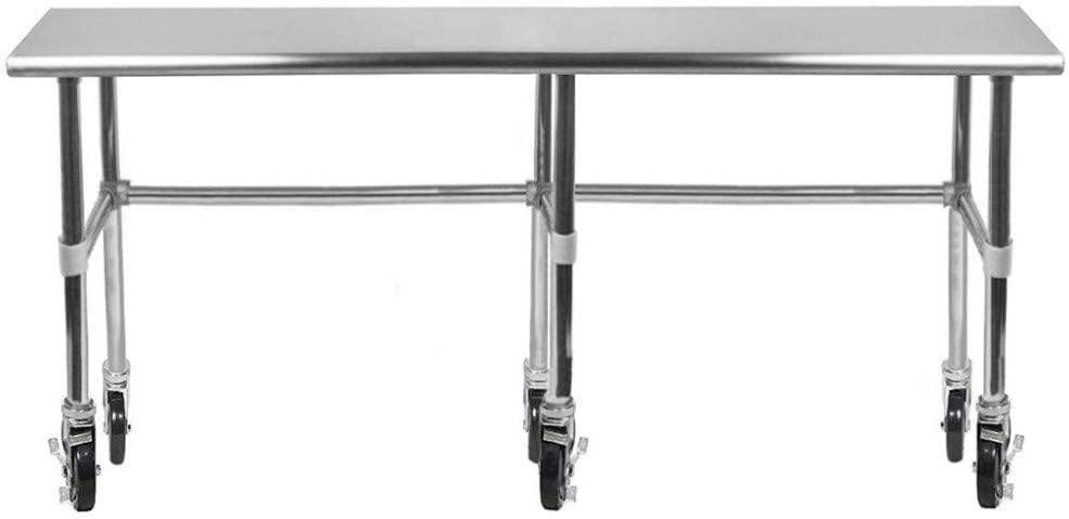 AmGood Stainless Steel Work Table Open Base & Wheels | Work Station | Metal Work Bench (Stainless Steel, 84' Long x 30' Deep)