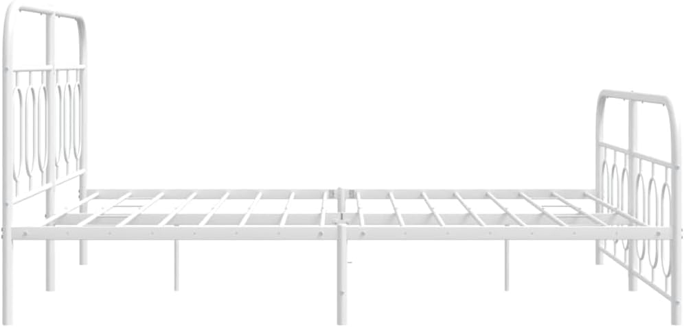 White Metal King Size Bed Frame Rectangular Platform Design with Underbed Storage Modern Sturdy Construction Easy Assembly for Bedroom Furniture