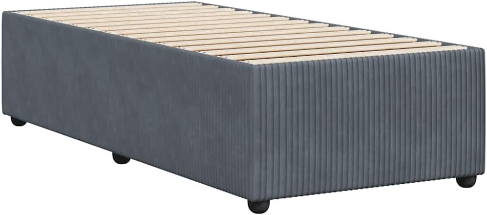 Dark Gray Velvet Twin XL Bed Frame with Plywood and Engineered Wood Construction, 100% Polyester Upholstery for Modern Bedroom Decor, Breathable Material and Easy Assembly