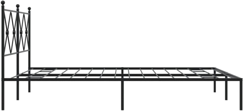 Black Powder-Coated Steel King Bed Frame Rectangular Modern Sturdy Design 4-Piece Set for Bedroom Support