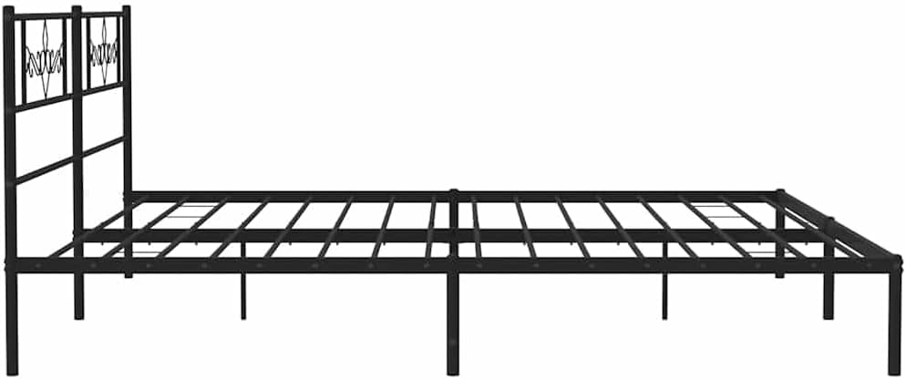 Queen Platform Bed Frame 76 x 80 Inch Black Powder-Coated Steel Modern Metal Bed Frame with Headboard Low Profile Design Sturdy Support for Bedroom