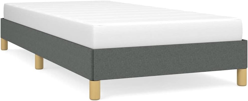 Dark Grey Polyester Twin XL Bed Frame with Plywood and Engineered Wood Construction, Modern Upholstered Platform for Sleek Decor, Breathable Fabric and Durable Support,