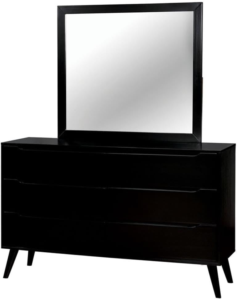 HOMES: Inside + Out Debonaze Mid-Century Modern E. King 4-Piece Bedroom Set, Eastern, Black