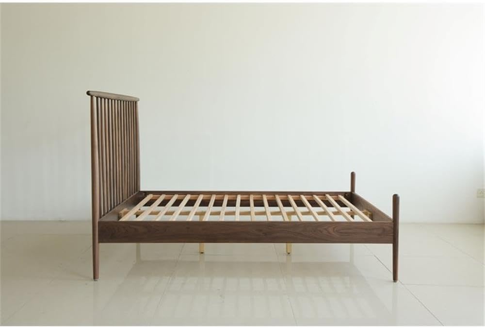 Pemberly Row Midcentury Bedroom Set, King Bed with Two Nightstands, Solid American Walnut Wood, Black Walnut Finish, Spindle Headboard, Sturdy Post Legs, Sleek Modern Design for Master Bedroom Decor