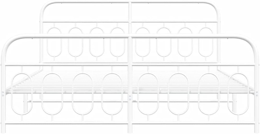 White Steel Full Bed Frame Modern Rectangular Design with Under Bed Storage and Breathable Material, Sturdy Metal Construction for Bedroom, Easy Assembly