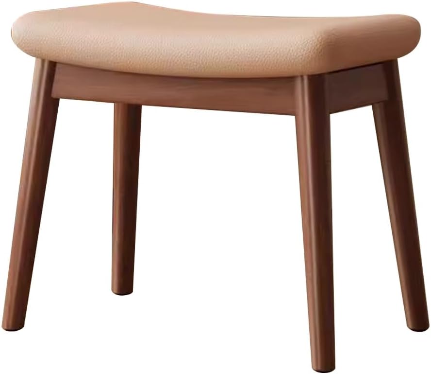 BTZHY Vanity Chair,Solid Wood Dressing Table Stool for Girls Bedroom Makeup Chair with Shoe Bench Entryway Kitchen Chairs for Living Room Study Room and Office Dark Brown