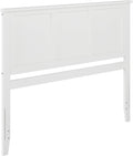HomeStock Victorian Headboard with USB Charger Wood Panel Design Metal Bed Frame Compatible White/Queen