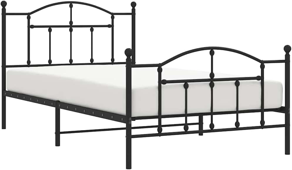 Twin XL Metal Bed Frame Black Steel Platform Bed with Headboard & Footboard, No Box Spring Needed, Sturdy Underbed Storage Space for Bedroom Furniture