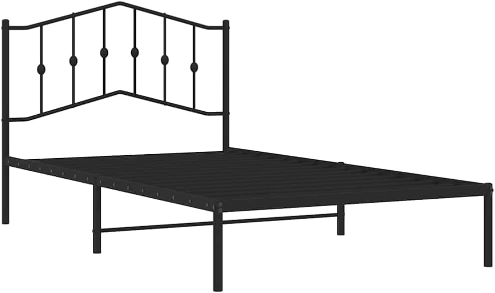 Modern Twin Bed Frame Black Steel Platform Bed Frame Rectangular Sleek Design for Bedroom Guest Room Space-Saving Furniture