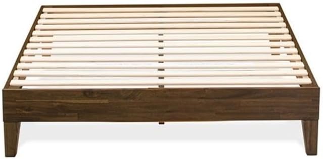 East West Furniture NVP-22-F Full Size Bed Frame with 4 Hardwood Legs and 2 Extra Center Legs - Walnut Finish