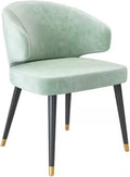 Modern Dining Room Chair Kitchen Corner Chair Vanity Chair for Ladies,Mid-Century Velvet Accent Chair Ergonomic Design,Bedroom Lounge Armchair,Green-Black Legs